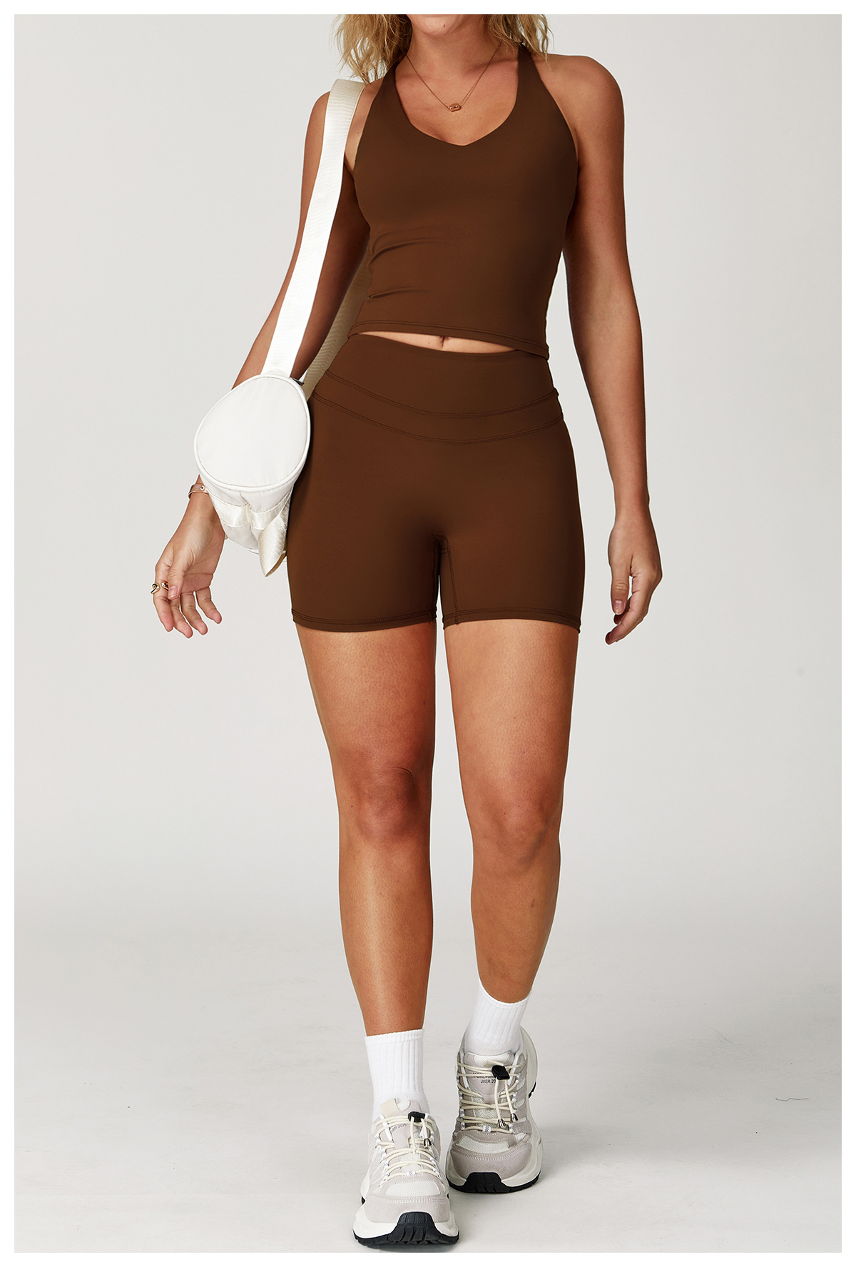 Women's Yellow Yoga Set, 2 Piece High Waist Biker Shorts Outfit, Seamless Buttery Soft Workout Clothes, Gym Running Activewear - Image 8