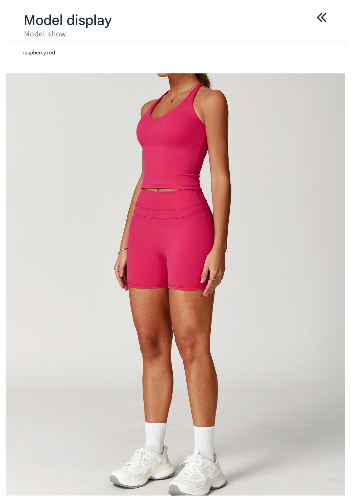 Women's Yellow Yoga Set, 2 Piece High Waist Biker Shorts Outfit, Seamless Buttery Soft Workout Clothes, Gym Running Activewear - Image 3